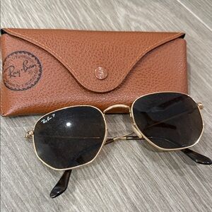 Ray-Ban Gold Frame Sunglasses with Black Lenses